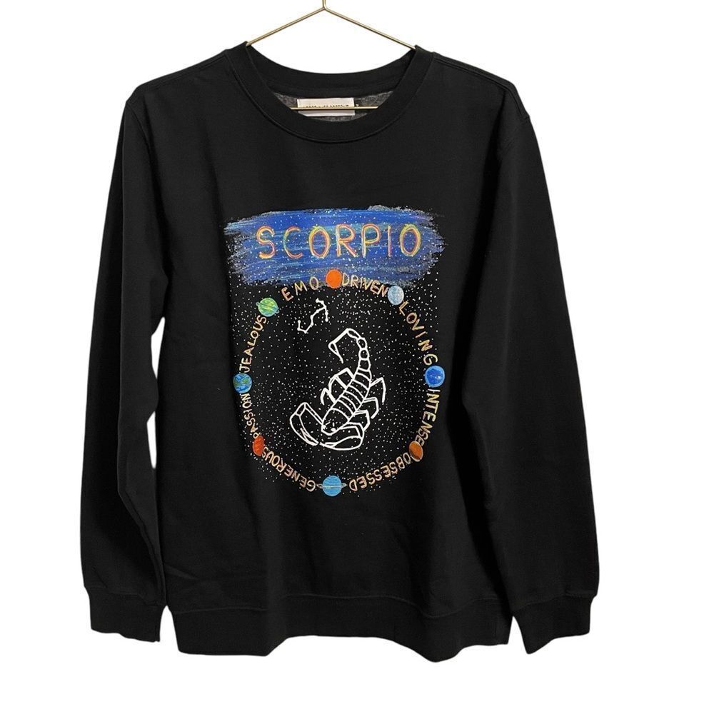Anthropologie Unfortunate Portrait "Scorpio" Black Long Sleeve Sweatshirt MED